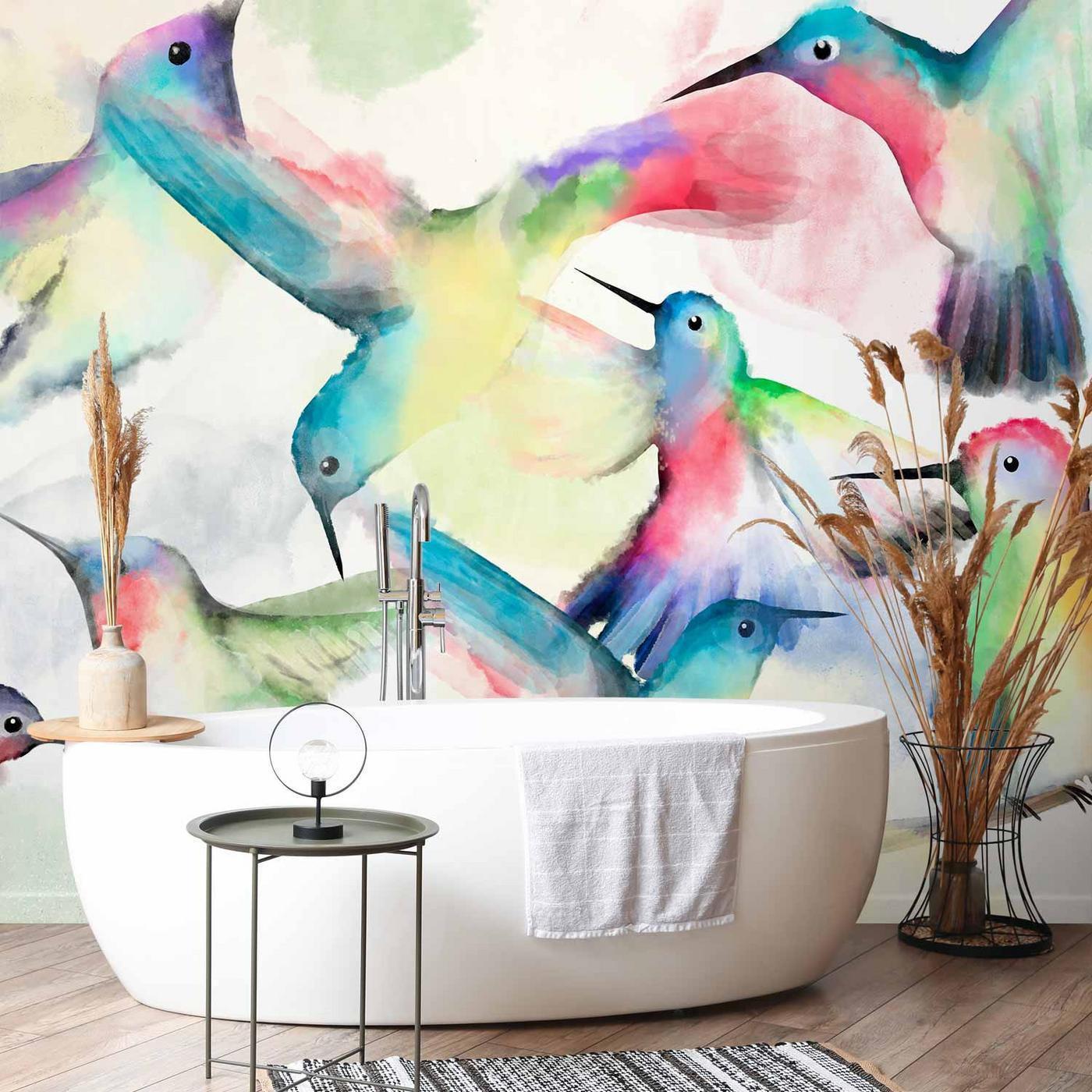 Fotobehang - Watercolor Birds