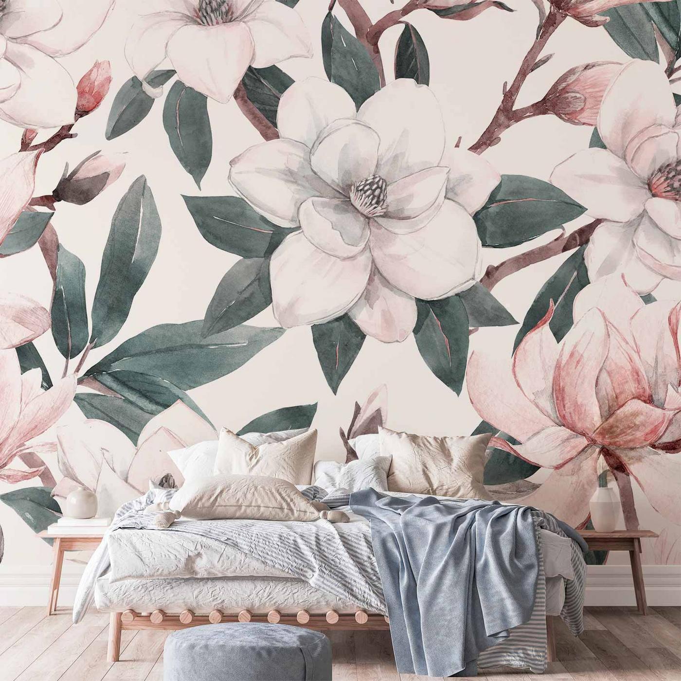 Fotobehang - Watercolor Magnolias - Second Variant