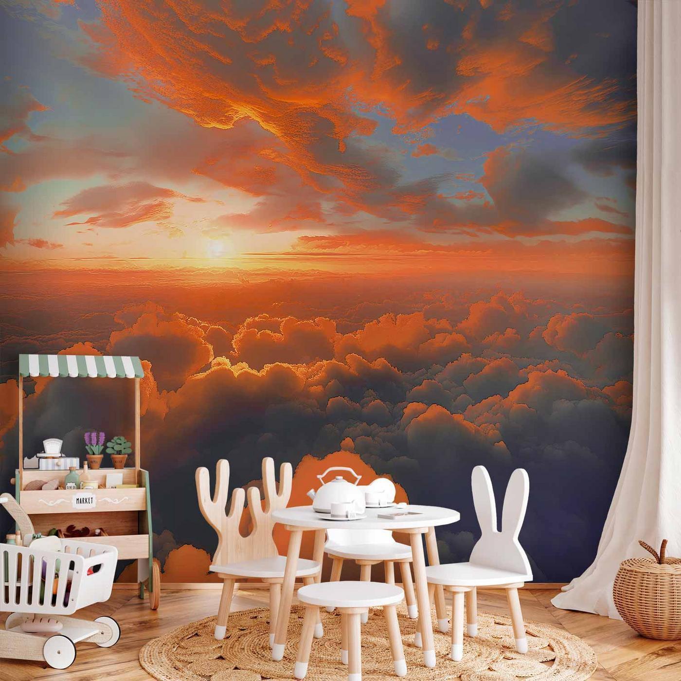 Fotobehang - When Dawn Tickles the Clouds: A Spectacle of Colors on the Morning Sky