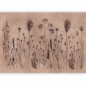 Fotobehang - Wildflowers – black plants on lime-wash background